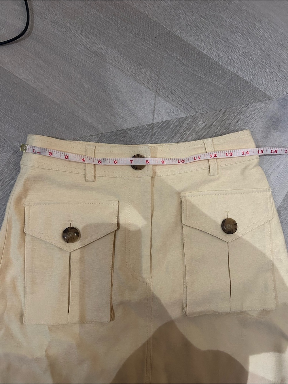 Sézane Gillyne Skirt Cream/Ecru Utility Mini Button Pocket French Sustainable - Picture 8 of 8